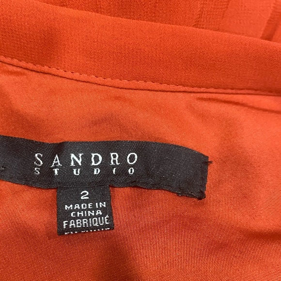 Sandro Paris Sandro Studio Pleated Skirt in Red/ Orange size 2 - Picture 5 of 7
